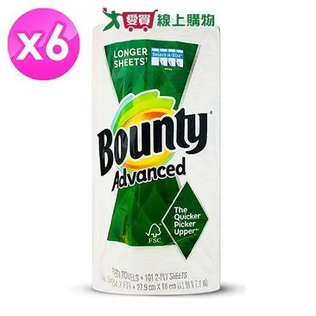 Bounty 廚房紙巾-隨意撕101張 6入組