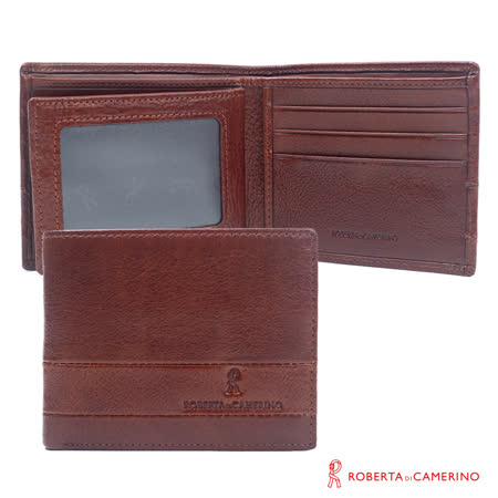 【ROBERTA 諾貝達】真皮中翻透明窗短夾-PLAIN系列