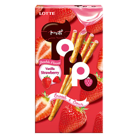 LOTTE TOPPO夾心棒-香草草莓口味40g
