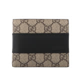 【GUCCI】GG Supreme 8卡對開短夾(咖啡)