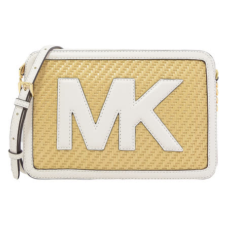 MICHAEL KORS Straw Python Capsule 草編斜背方包.白邊