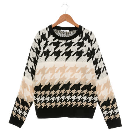 AZUR活潑撞色圖騰針織衫-黑