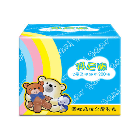 BeniBear邦尼熊抽取式柔拭紙巾300抽x72包/箱(彩虹版)