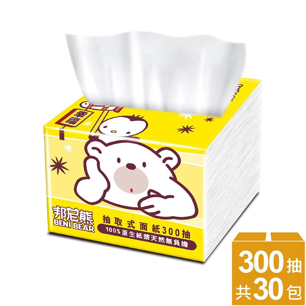 BeniBear邦尼熊抽取式柔式紙巾300抽x30包/箱(黃版)