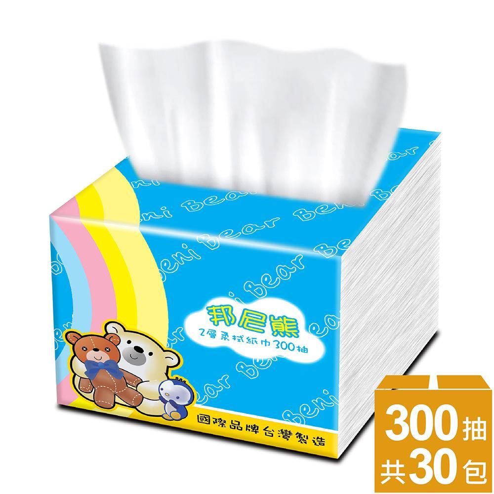 BeniBear邦尼熊抽取式柔拭紙巾300抽x30包/箱(彩紅版)