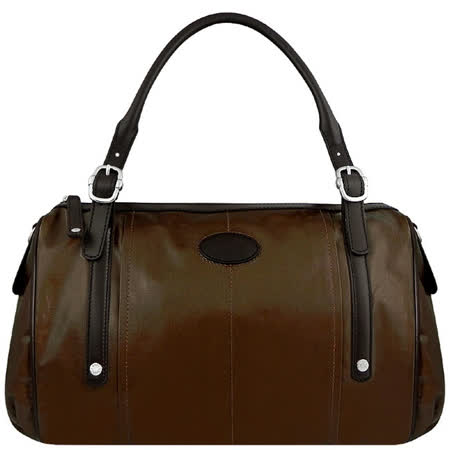 TODS 亮面G-BAG輕量手提波士頓包-大型(橄欖綠色)