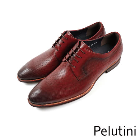 【Pelutini】透氣孔紋造型紳士德比鞋 酒紅色(8726-WIN)