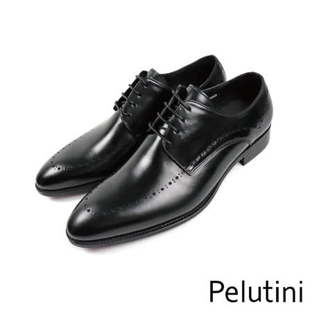 【Pelutini】排列雕花造型時尚德比鞋 黑色(8730-BL)