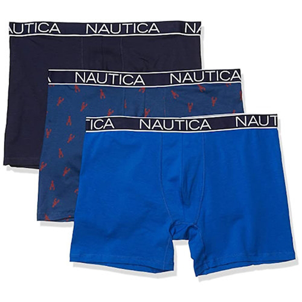 NAUTICA 2020男時尚彈力棉藍色系四角修飾內著混搭3件組【預購】