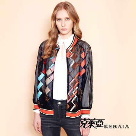 KERAIA 克萊亞
俄羅斯方塊彩條網狀外套