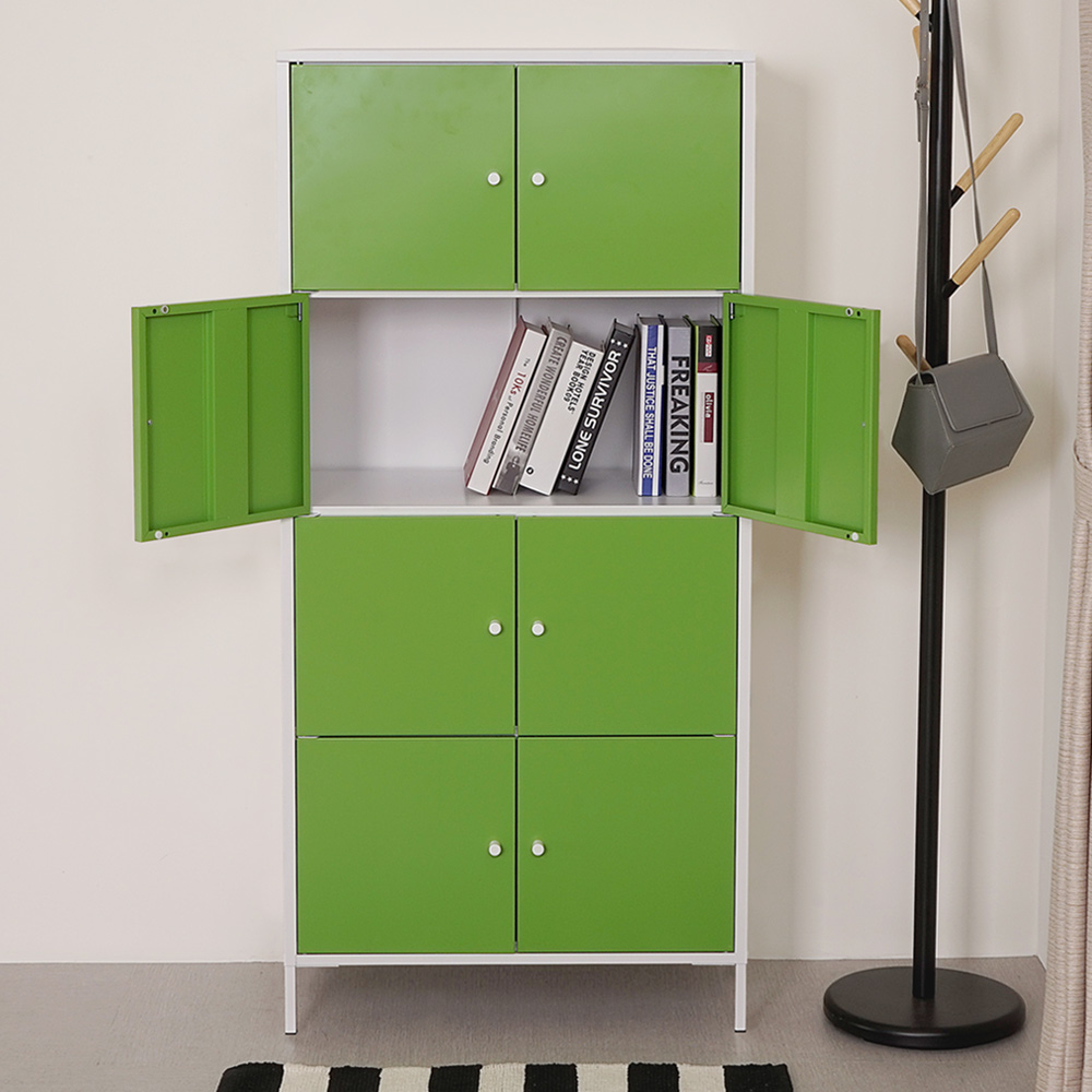 《Homelike》紗薇鋼製八門置物櫃-草地綠 收納櫃 書櫃 辦公櫃 櫥櫃 鋼櫃