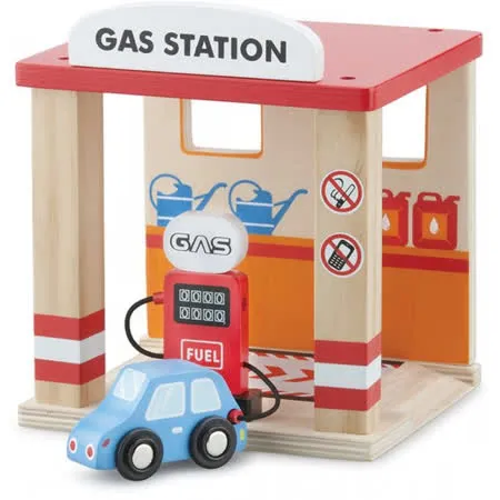 《 荷蘭 New Classic Toys 》木製車車加油站玩具