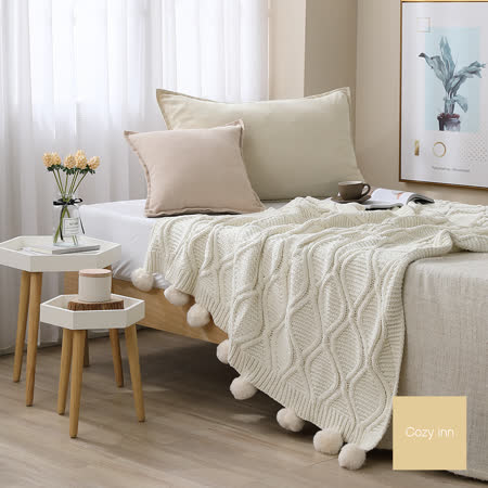Cozy inn 簡約北歐雪尼爾球球毯-白