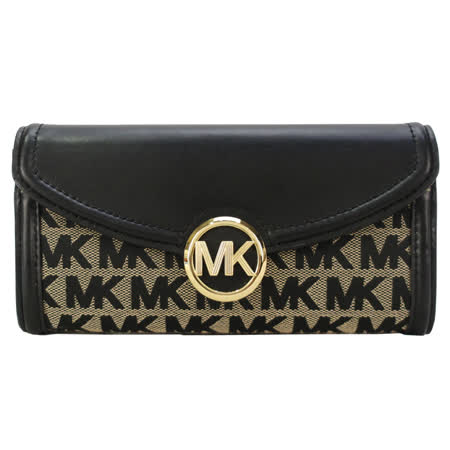 MICHAEL KORS 
滿版織布牛皮壓扣長夾