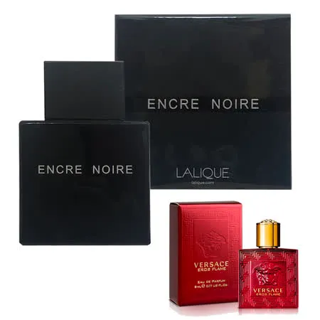 LALIQUE萊儷 ENCRE NOIRE 黑澤男性淡香水100ml+凡賽斯愛神．火焰男小香精 5ml