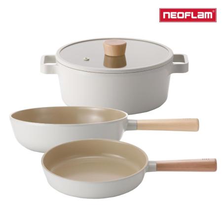 NEOFLAM FIKA系列 鑄造不沾三鍋組(雙耳湯鍋+炒鍋+平底鍋)