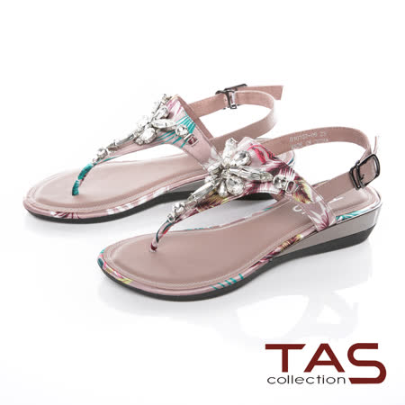 TAS
水鑽金屬小坡跟涼鞋