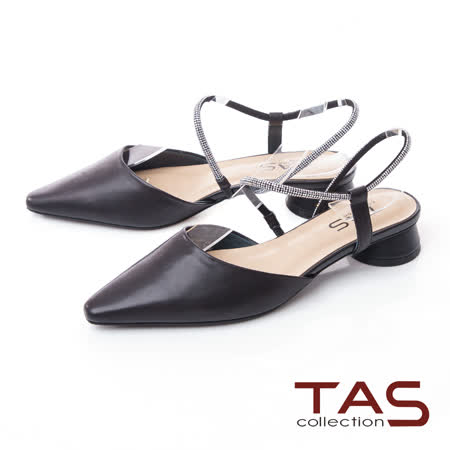 TAS
羊皮水鑽繫帶低跟鞋