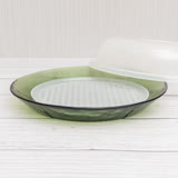 【日本ADERIA】耐熱玻璃微波餐盤-綠(附蓋)