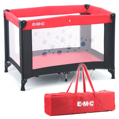 EMC 輕巧型安全嬰兒床(具遊戲功能)(紅黑)
