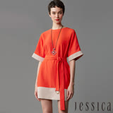 【JESSICA】歐美慵懶撞色洋裝(紅) 12