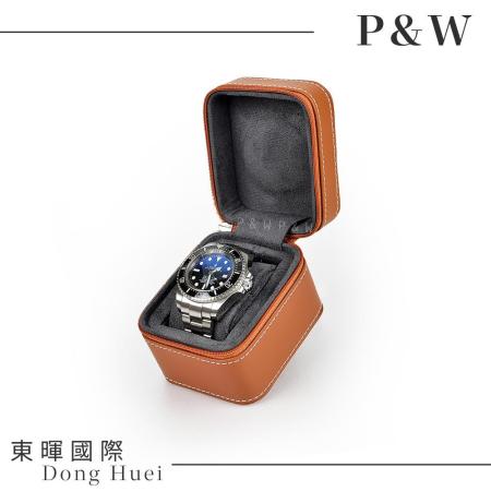【棕色皮革】1支/1格/1入裝 大錶適用 手工精品 錶盒