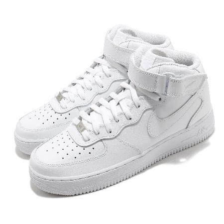 Nike 休閒鞋Air Force 1 Mid 07 全白中筒經典款男鞋魔鬼氈CW2289-111