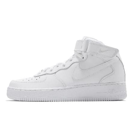 Nike 休閒鞋Air Force 1 Mid 07 全白中筒經典款男鞋魔鬼氈CW2289-111