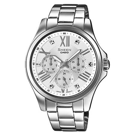 CASIO 
SHEEN晶透光芒三眼錶