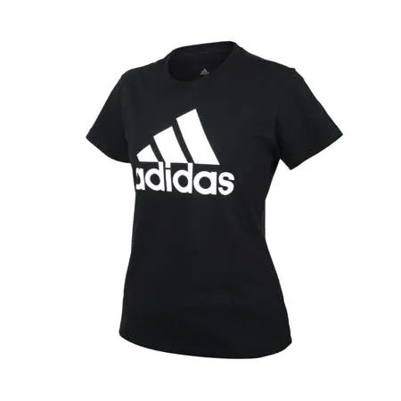 (女) ADIDAS 短袖T恤-亞規 純棉 休閒 慢跑 上衣 愛迪達 黑白