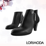 【LORIMODA】 異材質真皮拼接馬毛質感中跟短靴 AGRIGENTO.10 (黑色) 38