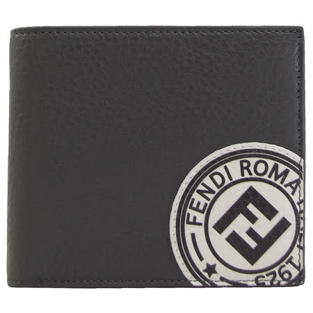 FENDI 7M0169 品牌LOGO小牛皮八卡短夾.灰