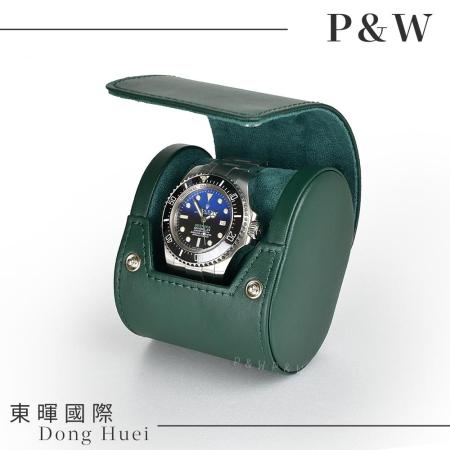 【綠色皮革】1支/1格/1入裝 大錶適用 手工精品 錶盒