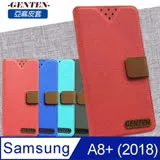 亞麻系列 Samsung Galaxy A8+ (2018) 插卡立架磁力手機皮套