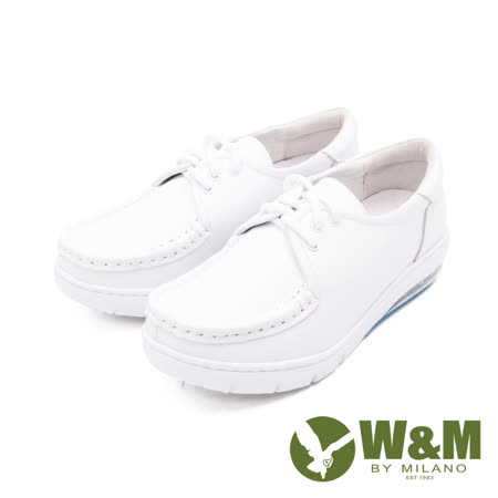 W&M(女)氣墊舒適綁帶款護士鞋 娃娃鞋 女鞋-白