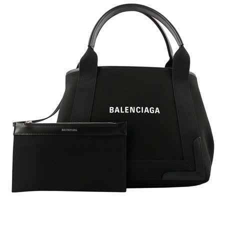 【BALENCIAGA】NNAVY CABAS 帆布手提包/子母包(黑色) S