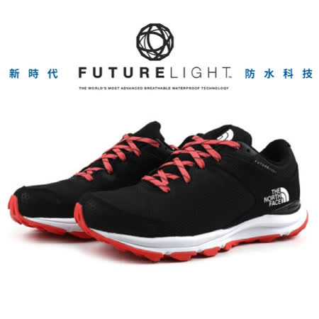 【美國 The North Face】女新款 FUTURELIGHT 防水透氣避震登山健行鞋(防扭後跟穩定技術)/4OA6-0VV 黑/火焰紅 N