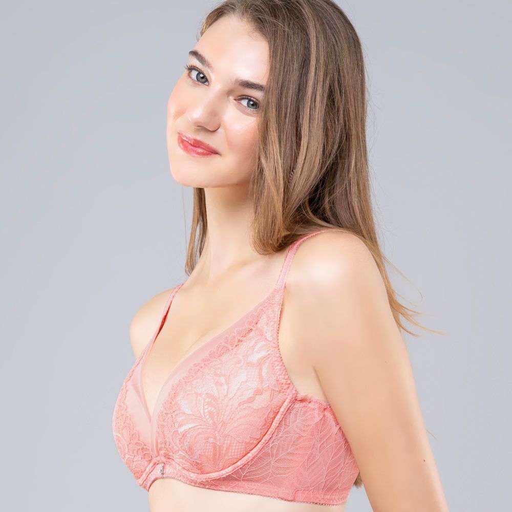 【思薇爾】撩波鳶尾花系列B-F罩蕾絲集中包覆內衣(霓粉橘)