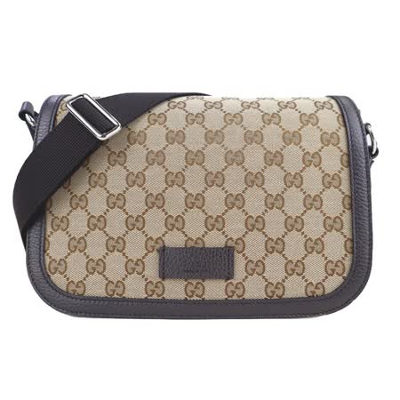 GUCCI
帆布皮革飾邊郵差包