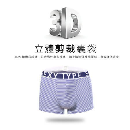 【NdbN】3D立體彈性運動平口褲.男內褲.四角褲-寶藍