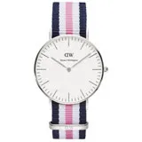 DW Daniel Wellington 南安普敦學院風帆布石英女錶-銀框/36mm(0605DW)