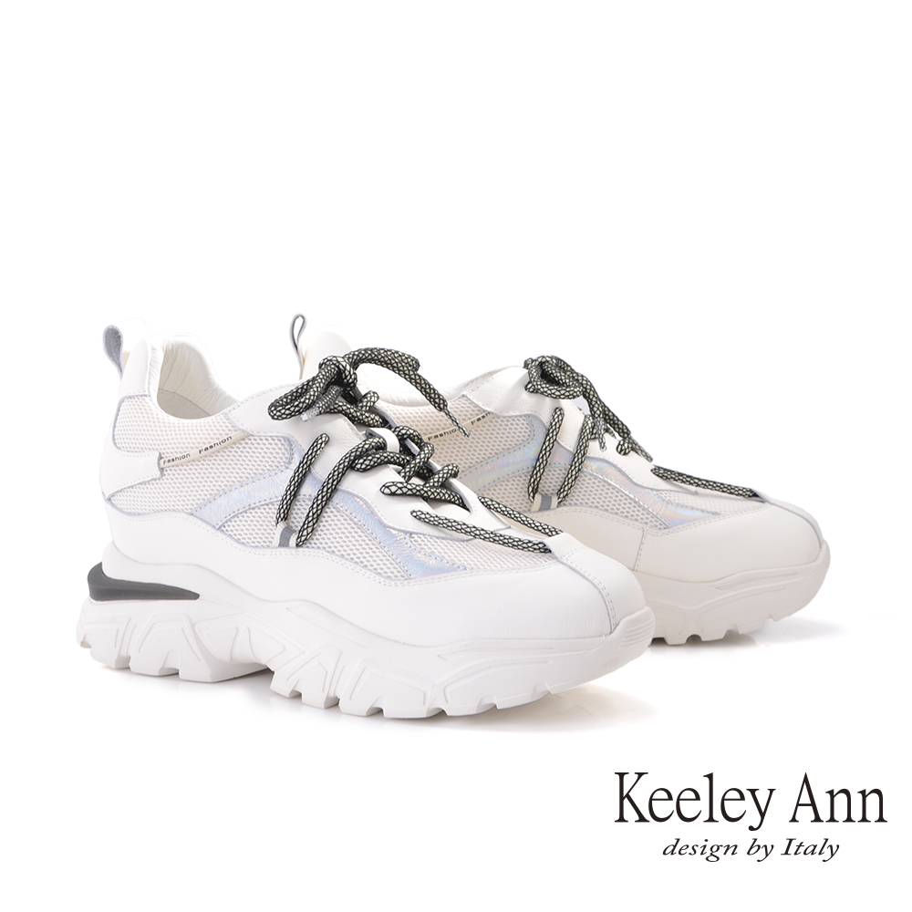 Keeley Ann輕運動潮流 輕量拼接內增高老爹鞋(米白色126787532-Ann系列)