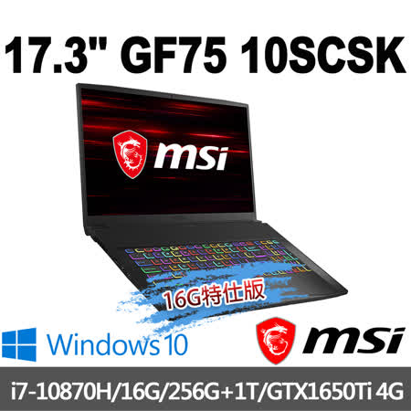 msi微星 GF75 
17.3吋 特仕版電競筆電