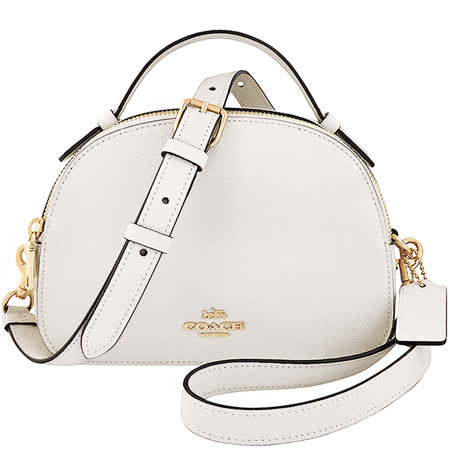 COACH 防刮皮革雙層手提/斜背兩用包-象牙白色