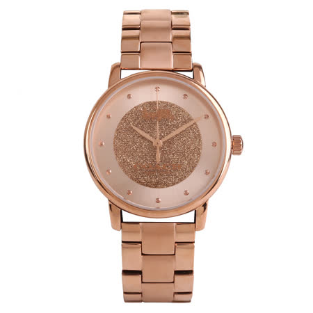 Coach 36mm 時尚晶鑽錶面不銹鋼帶氣質女腕錶 玫瑰金 Friday購物
