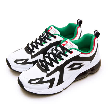 【男】LOTTO 專業避震氣墊慢跑鞋LT20系列 白黑綠 2398
