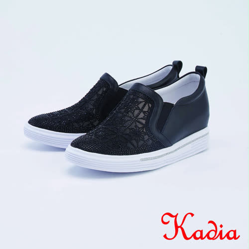 kadia．真皮質感鑽面休閒鞋(1008-90黑色)
