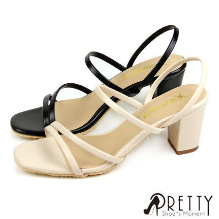 Pretty
一字細帶方頭粗高跟涼鞋
