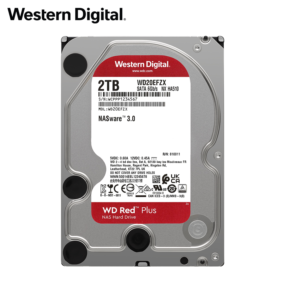 WD 紅標Plus 2TB 3.5吋NAS硬碟(WD20EFZX)