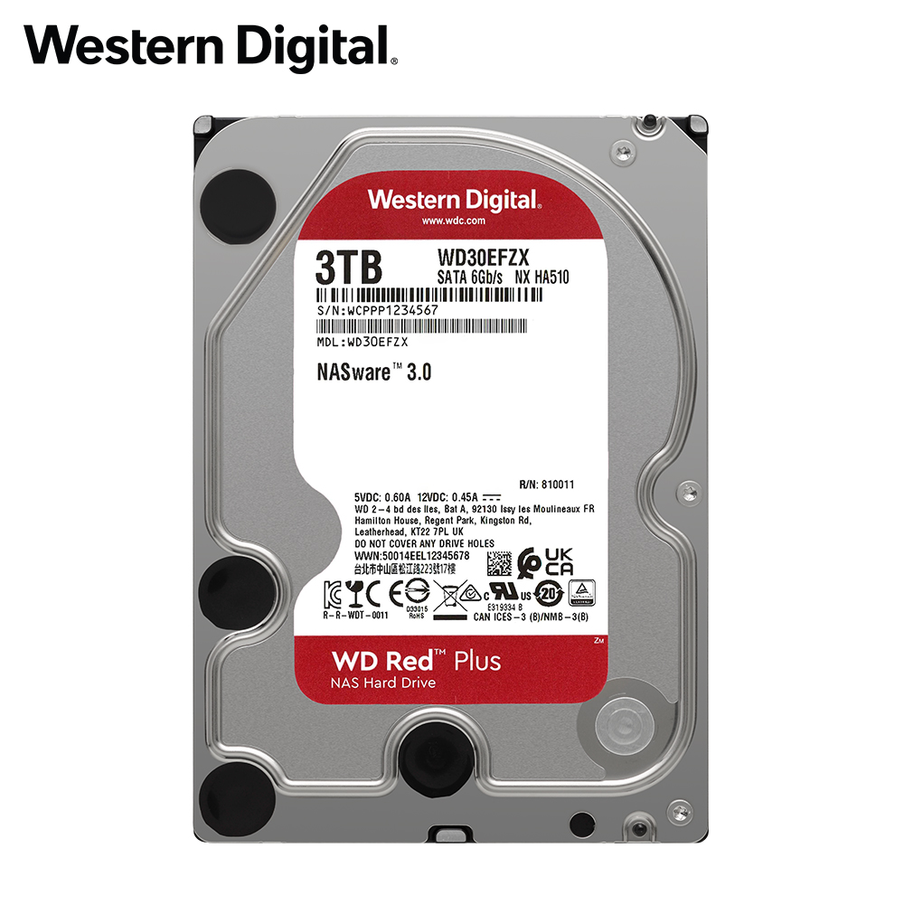 WD 紅標Plus 3TB 3.5吋NAS硬碟(WD30EFZX)